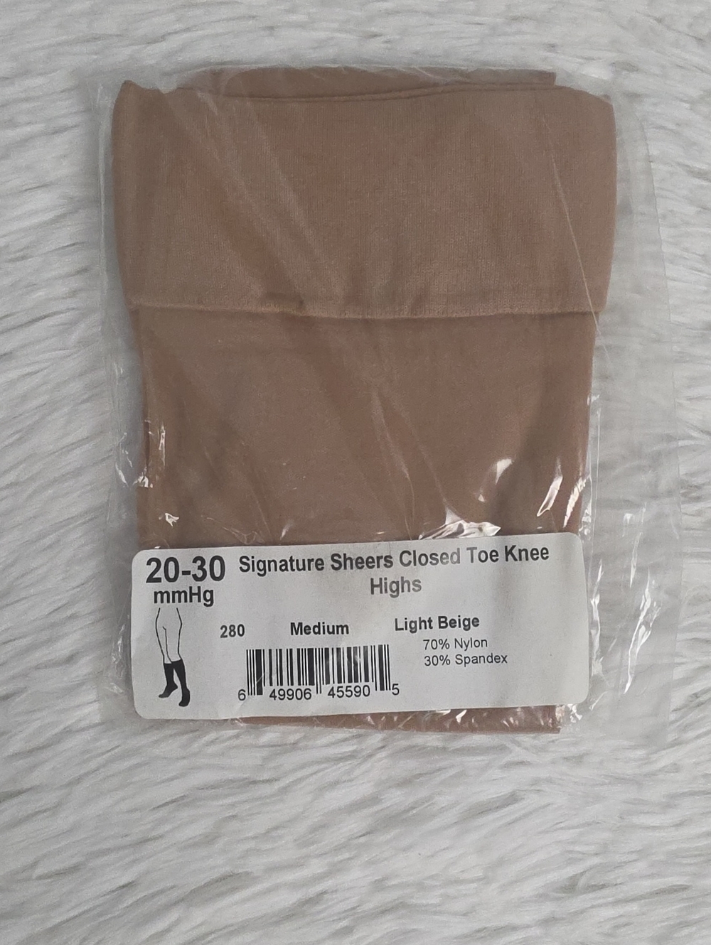 Ames Walker 280 Signature Sheer Knee Highs 20-30 mmHg, Light Beige,1 Pair, M,NEW